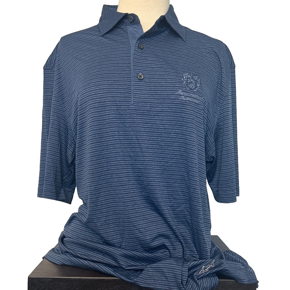 Greg Norman Trump National Bedminster Blue Striped Golf Polo Men’s L Performance
